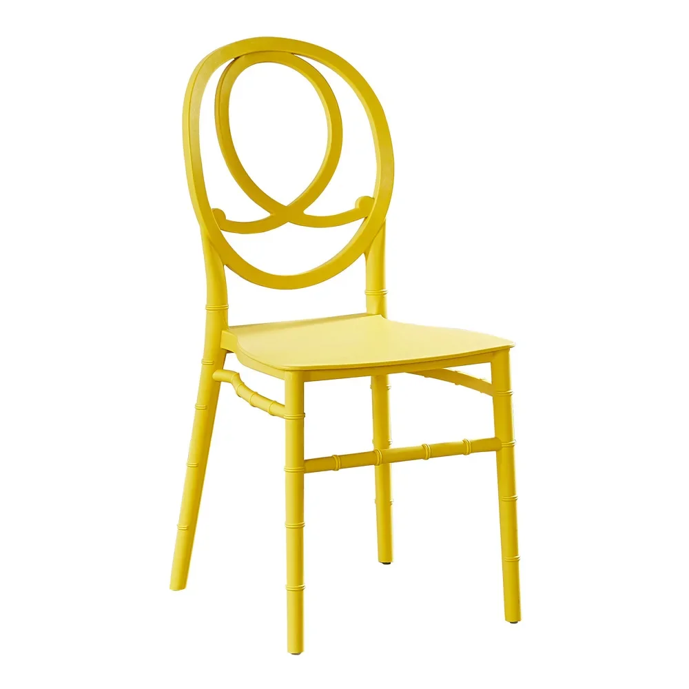 Wholesale White Yellow PP Resin Chiavari Tiffany Chairs Used For Wedding Event Plastic Stackable Hote Banquet Phoenix Chairs