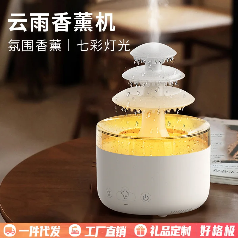 

-Border New Yunyu aroma Diffuser Heavy Fog Humidifier Desktop Seven-Color Ambience Light Waterdrop Type Diff