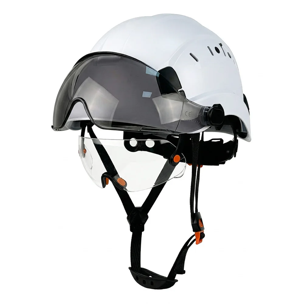 

CE ANSI Safety Helmet with Dual Visor ABS Vented Construction Hard Hat Industrial Work Protective Cap for Engineer Men Women