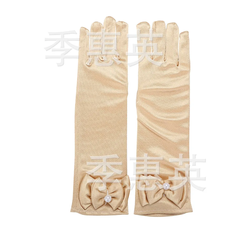 Thin Elastic Children\'s Day Professional Dance Gloves Long Lace Bow Tie Accessories Gloves Girls Princess Gloves Kids Gift G195