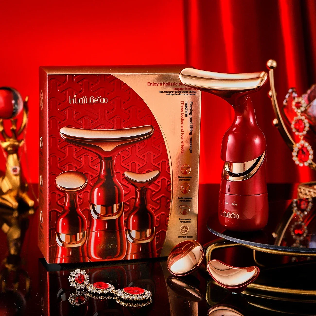 3-in-1 gezichtsmassager Nek Gezichtsoogmassage Introducer Microstroom Huidverjonging Anti-aging Schoonheidsapparaat SCHOONHEID GEREEDSCHAP