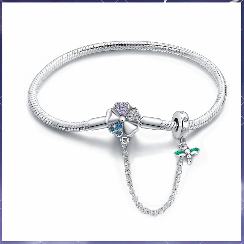 

Original S925 Silver Charm Spring Bracelet Flower Snake Bone Exquisite Jewelry DIY Party Anniversary Gift
