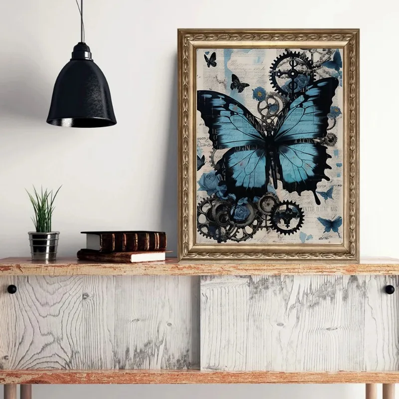 Vintage Colorful Butterfly Poster Newspapers Butterflies Prints Canvas Painting Wall Art Picture Exhibition Room Home Decoration