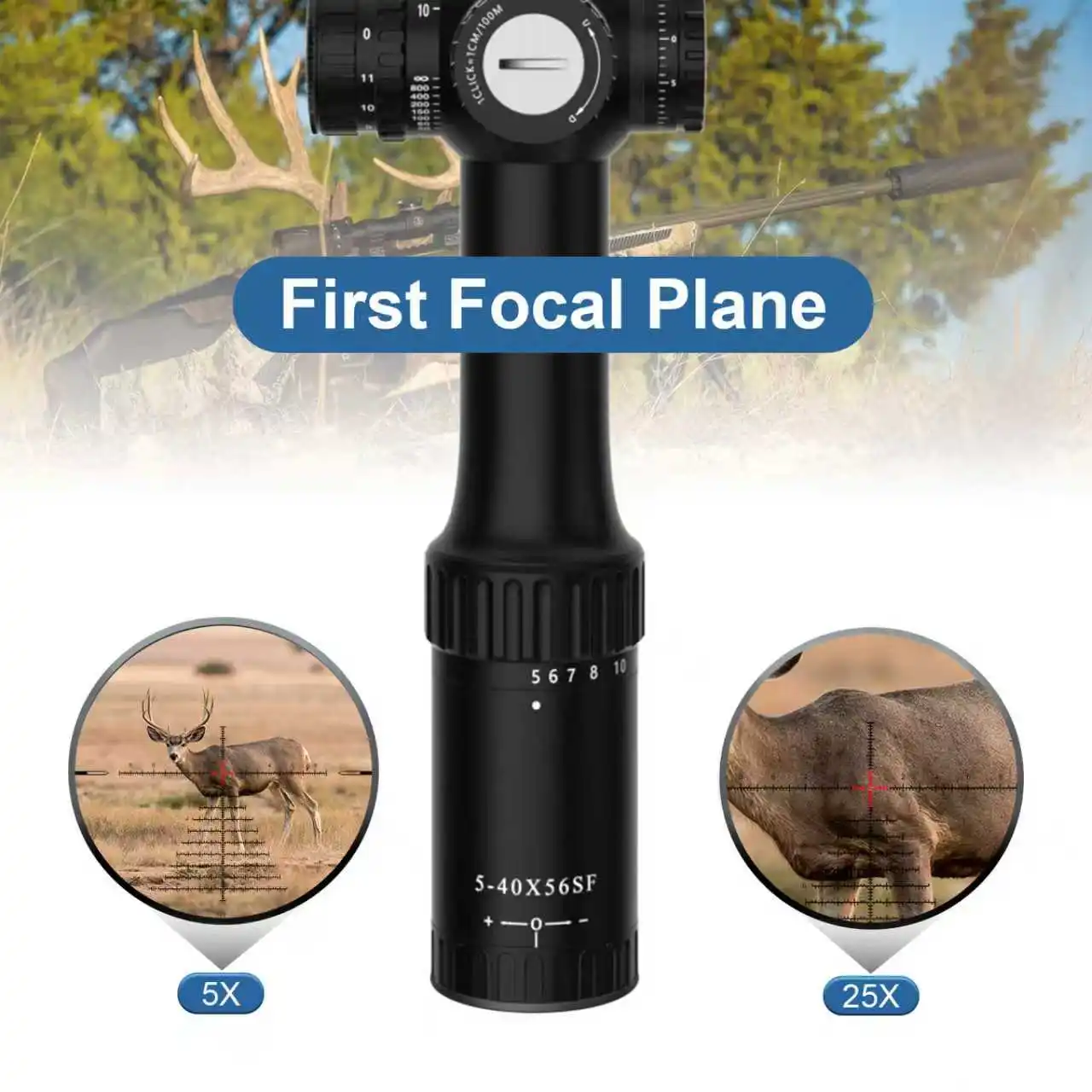 Aquilifer EP 5-25x56 FFP Rifle Scope, Christmas Tree Reticle, MIL Turrets, Side Focus, 11-Level Illumination, Waterproof Outdoor