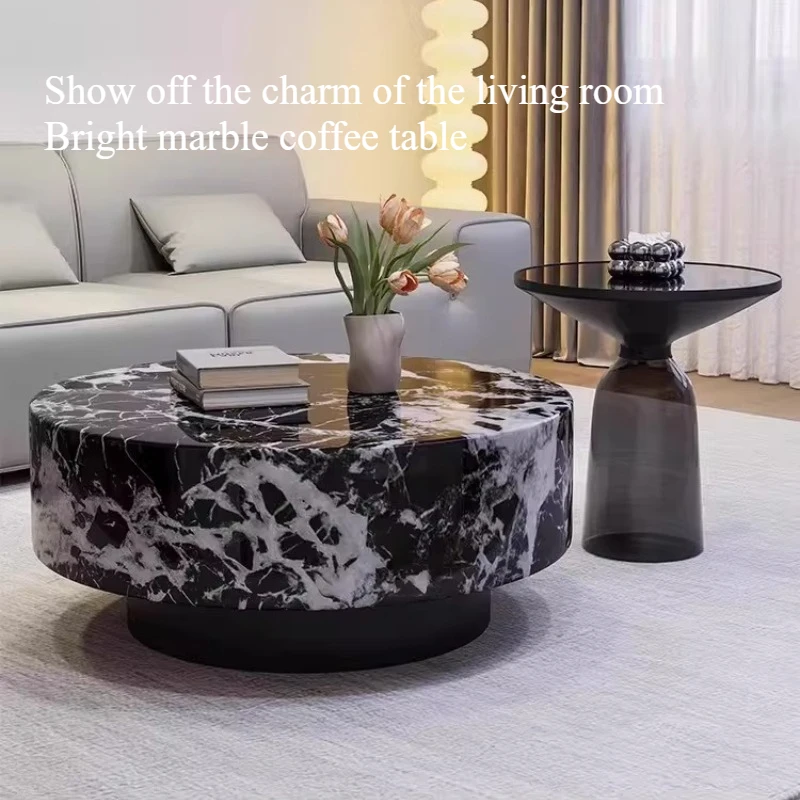 

Luxury Round Coffee Table Nordic Marble Living Room Modern Mid-century Side Table Home Designer Combination Interior Furniture