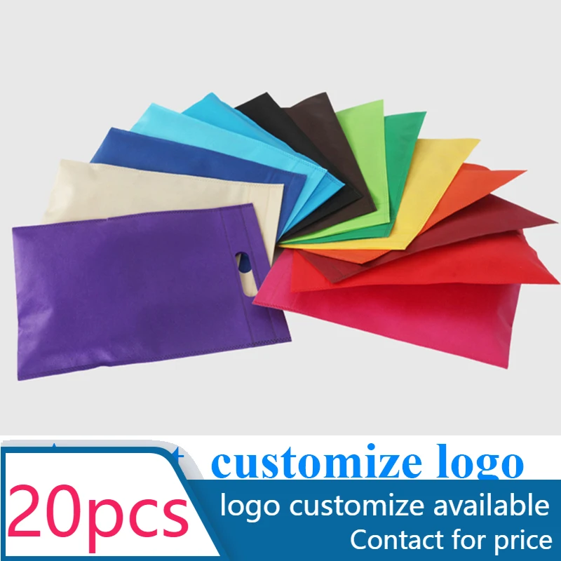 

20 Pieces Non Woven Fabric Shopping Bag For Small Wholesale Businesses Vest Bag Customizable LOGO Reusable Cloth Tote Packing