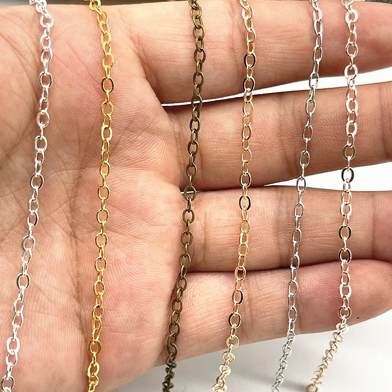 البرونزية مطلي سلسلة قلادة ، صنع المجوهرات النتائج ، DIY بها بنفسك سلاسل اليدوية ، الذهبي ، الفضة ، 5 ياردة لكل مجموعة