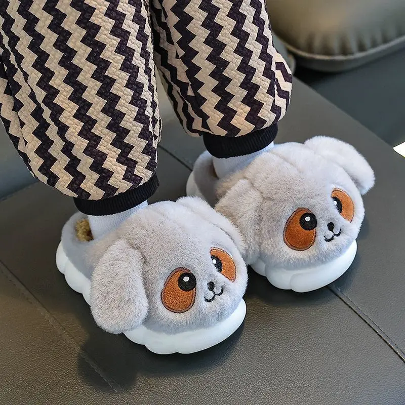 

Kids Warm Plush Slippers for Boys Girls Cute Cartoon Style Indoor Shoes Thick Sole Cotton Winter Autumn Home Slippers Non Slip