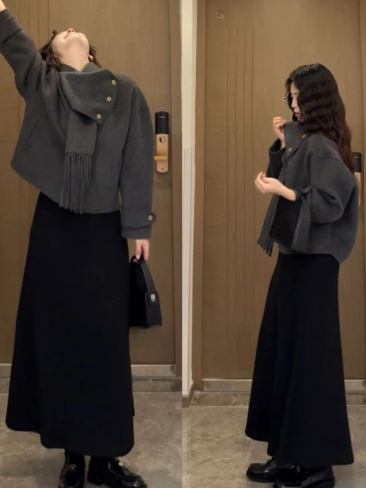 

Шерстяное пальто в корейском стиле: уникальное, красивое, свободного кроя, на одной пуговице, для повседневной носки, из чистой шерсти.