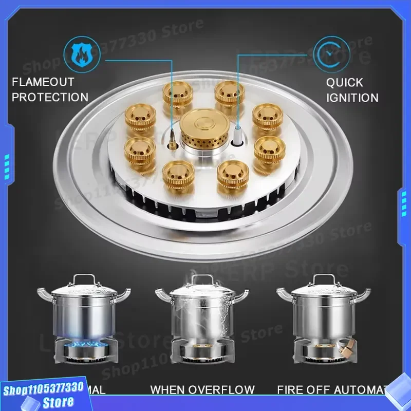 7000W Single Burner Gas Stove Stainless Steel Kitchen Cooktop with Flameout Protection for Home Cooking Appliance High Power