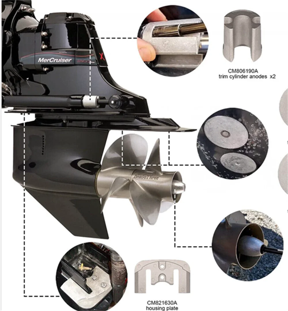 Zestaw anod aluminiowych zastępuje 888761 q02 888761 q04 CMBRAVO3KITA do Mercruiser Bravo III Sterndrives 2004-obecne akcesoria do łodzi