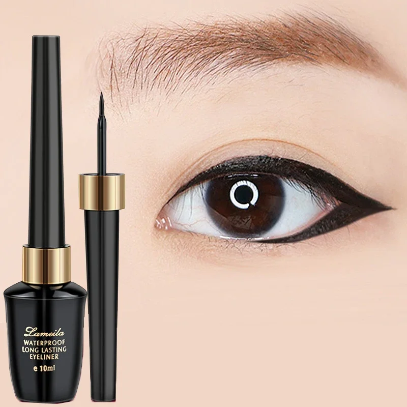 1 pz 10ml nero Liquid Eyeliner Waterproof Makeup Eye Liner matita ad asciugatura rapida penna Eyeliner liquido con testina Ultra-fine coreana