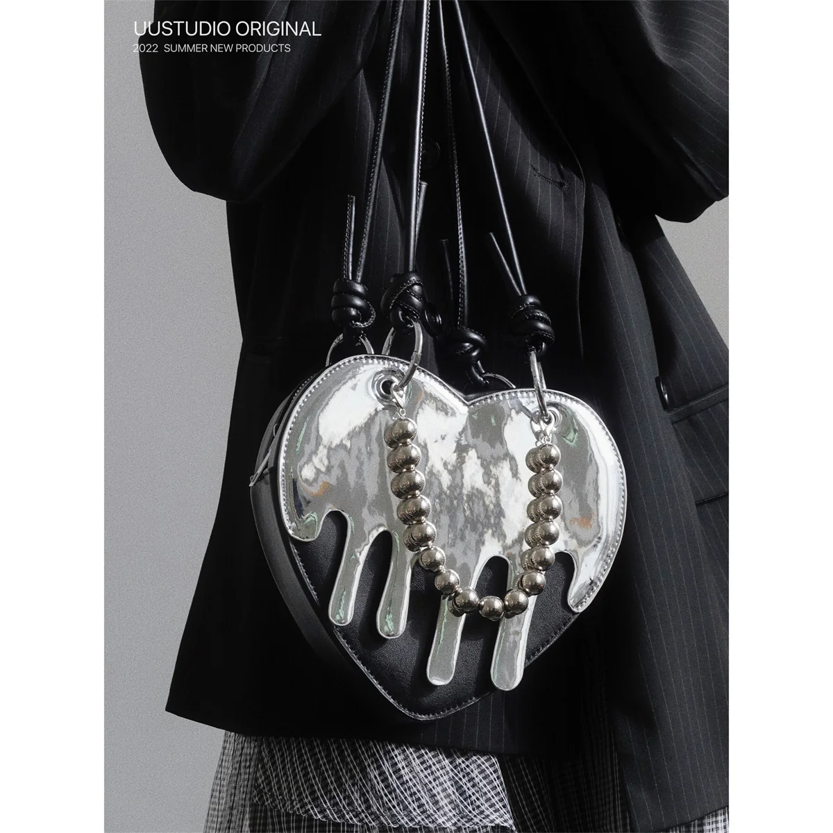 Japanese Dark Gothic Style Cosplay Helloween Lolita Girls Bag Y2k  Dissolve Love Handsome Metal Zipper  Shoulder  Handbag