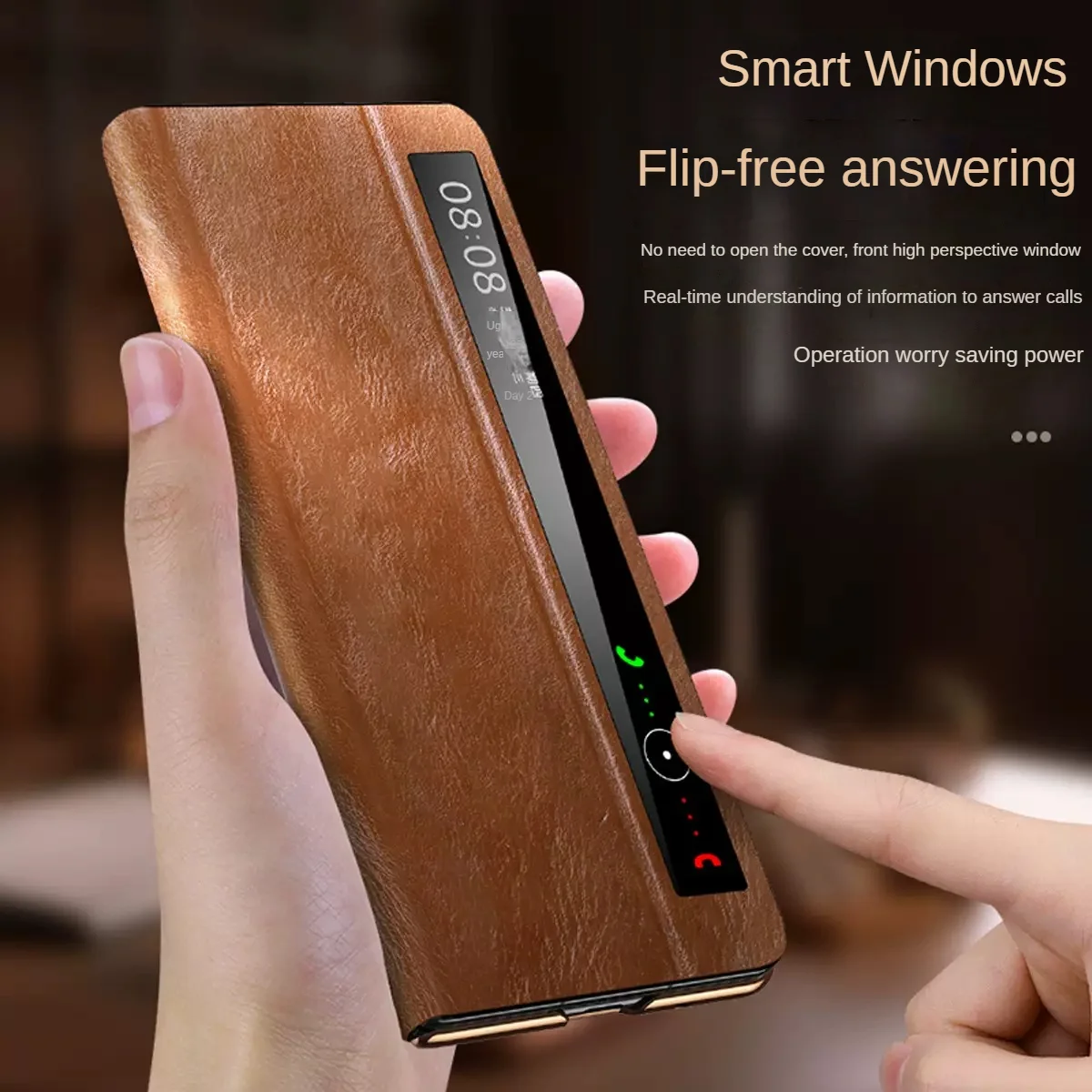 for Honor Magic V3 Case Genuine Leather Edition Smart Window Folding Screen Full Covering Keys Hollow Case for Magic VS2