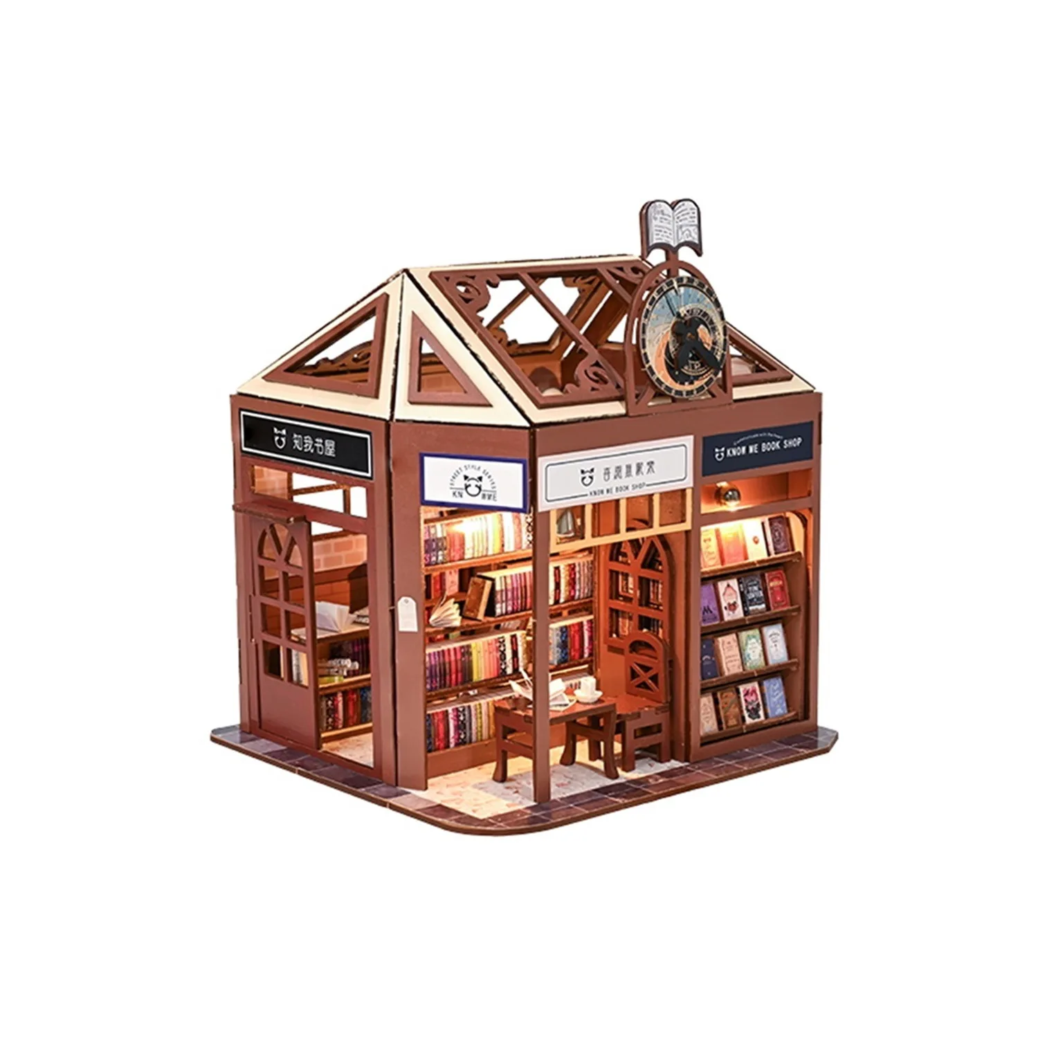 نمط عتيق لبيت الدمى "Meow Talk" نموذج تجميع بيت القطط المصغر هدية عيد ميلاد مصنوعة يدويًا #5