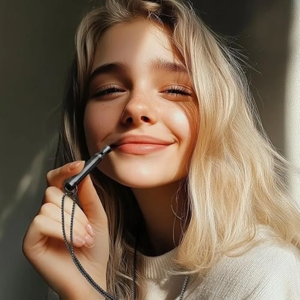 

Stainless Steel Mindfulness Decompression Pendants Meditation Breathing Whistle Necklace Yoga Exercise Smoking Anxiety Relief