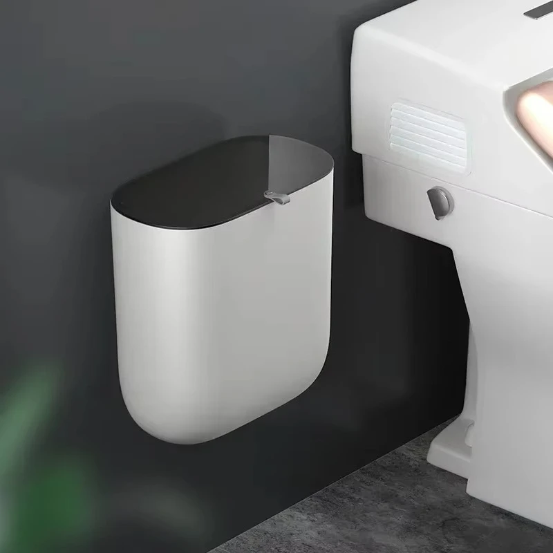 Bathroom Recycling Garbage Dustbin, Cleaning Tools Self-adhesive Hook Floor Stand Trash Can for Kitchen, Home Waste Bin