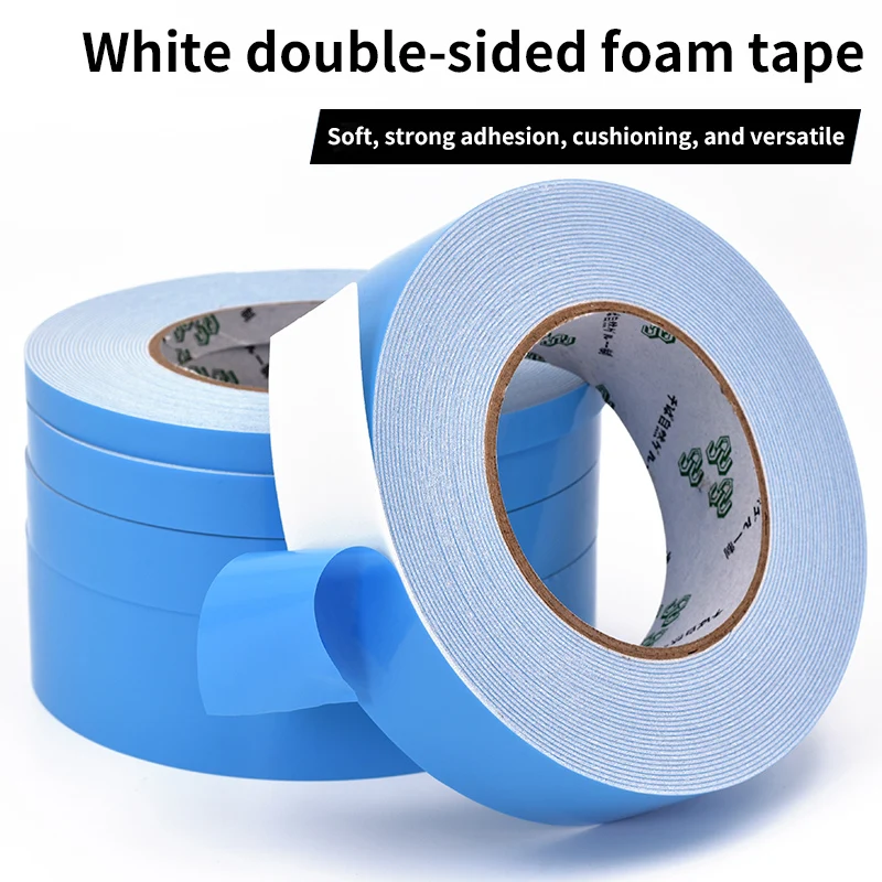 Blue Film White Foam Double-Sided Tape Super Adhesive Sponge Fixed Wall Office Nameplate Advertisement Photo Frame Building
