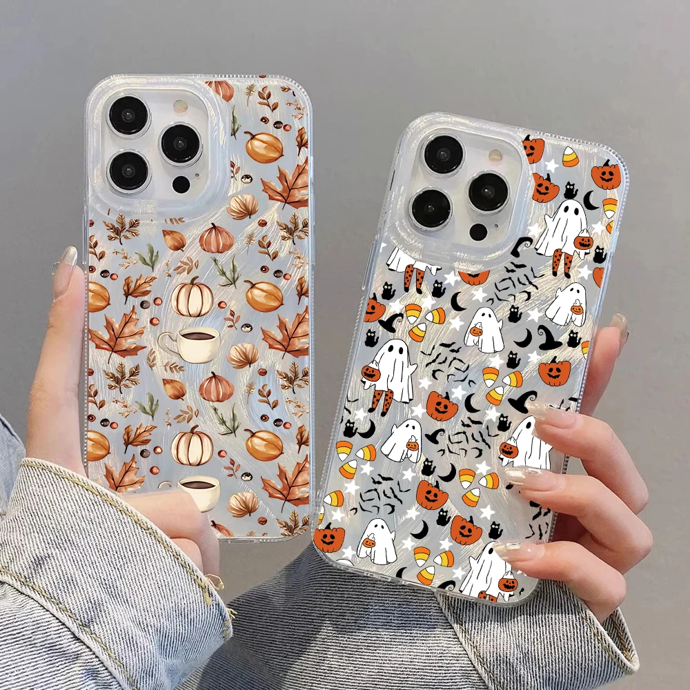 Creative Autumn Pumpkin Leaf Casing For Samsung Galaxy A17 A57 A37 A27 A56 A55 A36 A26 A16 A15 A54 A53 A52 A33 5G IMD Phone Case