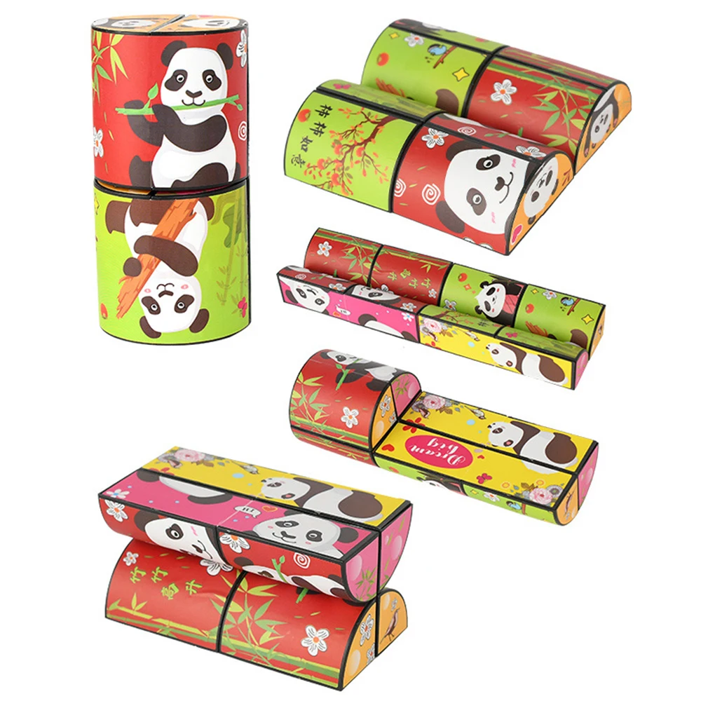 Panda Infinite Magic Cube Flipping Decompress Puzzle Three-Dimensional Small Toy 3D Deformation Anti Stress Shape Shifting Box