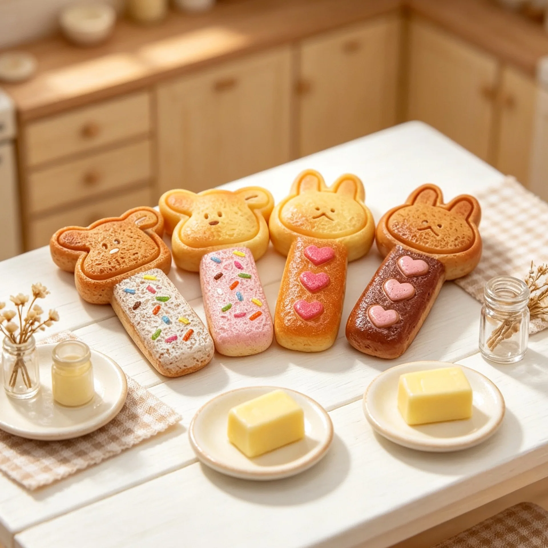 10pcs Cartoon baked animal head bread slice resin pendant diy handmade Keychain hairpin clip Accessories phone case decoration