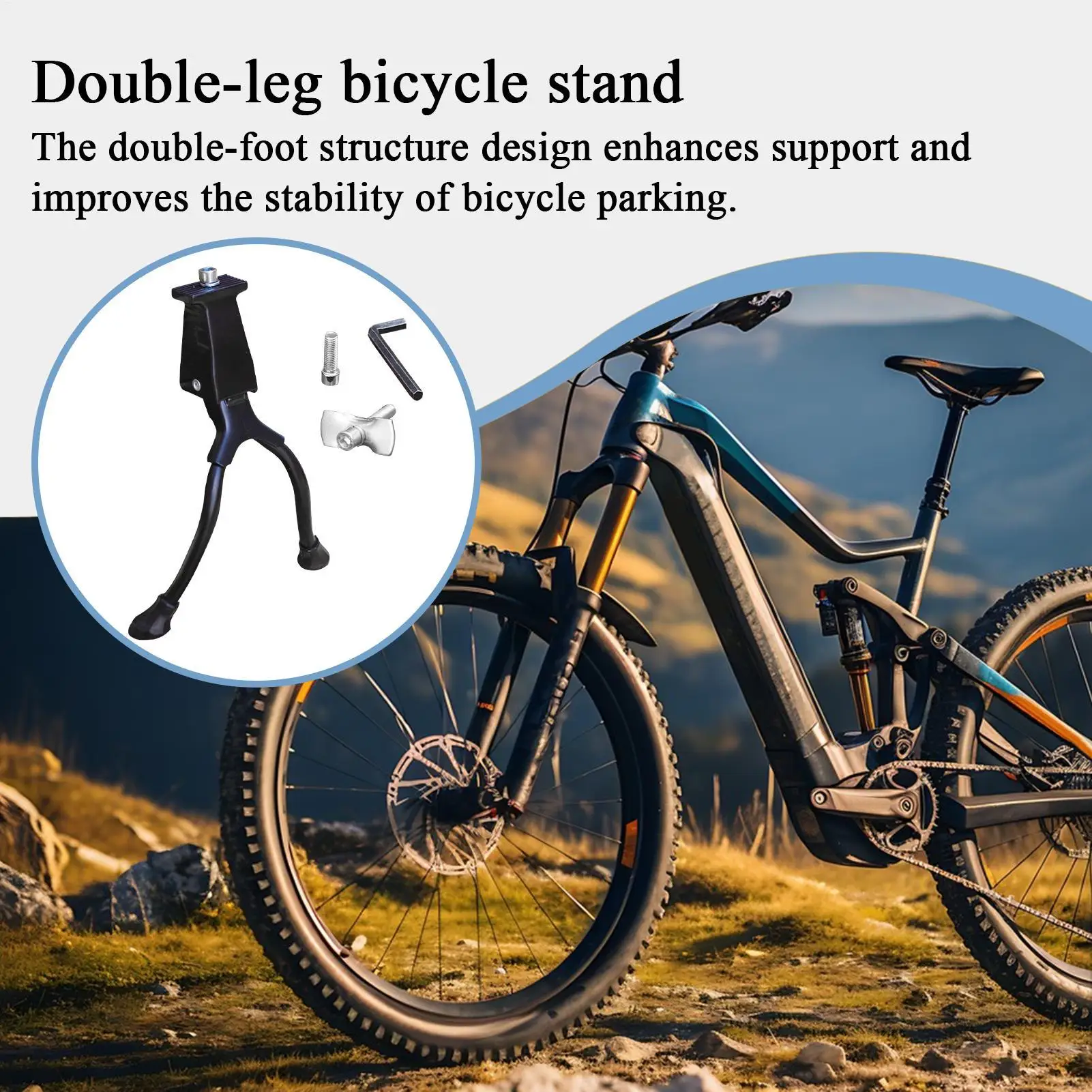 

Быстросъемная подставка для велосипедов, высокопрочная подставка для велосипедов с двойной ножкой, металлические стабильные детали, аксессуары для езды на горном велосипеде