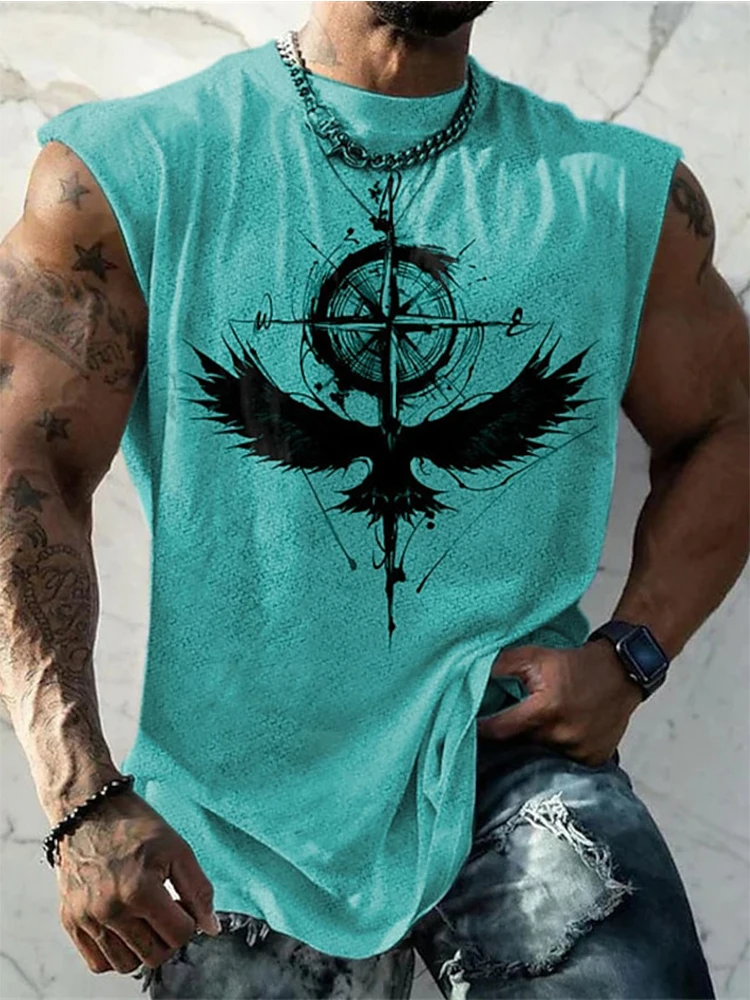 Top de colete animal gráfico masculino, camiseta sem mangas para homem, roupas gola redonda, vestuário esportivo diário, impressão 3D