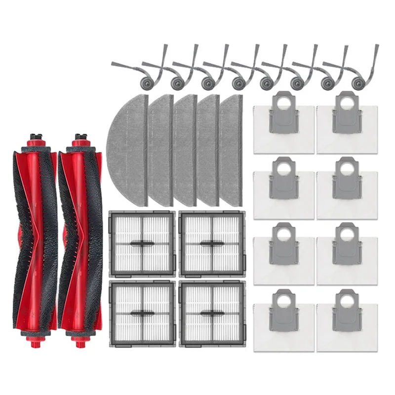 

B51CNEW! Запасные части для робота-пылесоса Roborock Q8 Max Pro+ / Q8 Max Pro: основная и боковые щетки, HEPA-фильтр, насадка для влажной уборки, мешок для сбора пыли