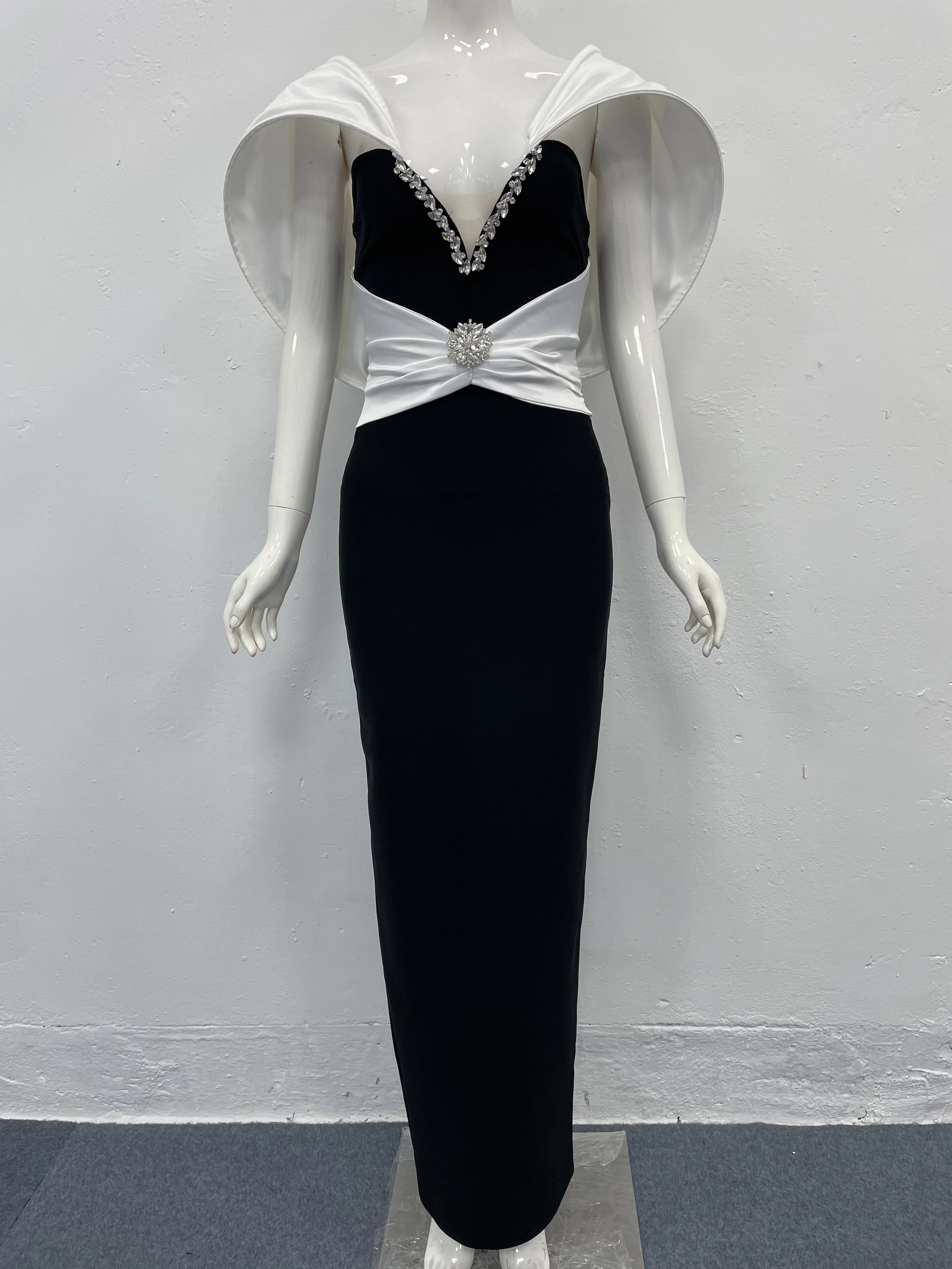 

Luxury Dress High Quality Sexy Tight Black Dress Off the Shoulder Bodycon Long Bandage Dresses Elegant Party Cocktail Dresses