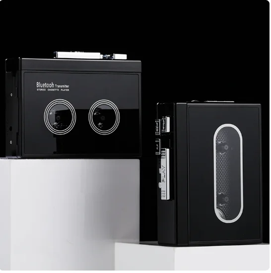 Black Retro Stereo Cassette Player Walkman Cassette Tape Music Audio Auto Reverse With Bluetooth