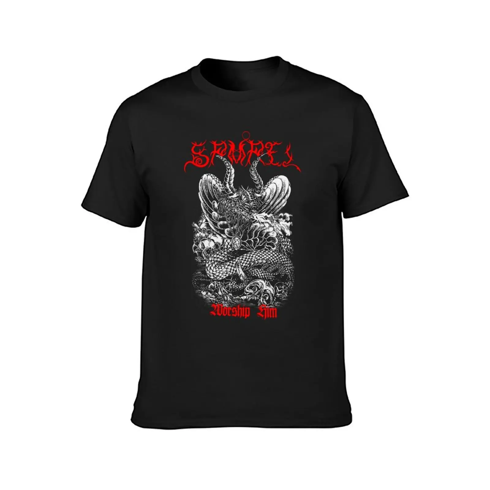 Worship Him Samael - Classic Old School Black Metal T-Shirt animal prinfor boys anime clothes plain white t shirts men