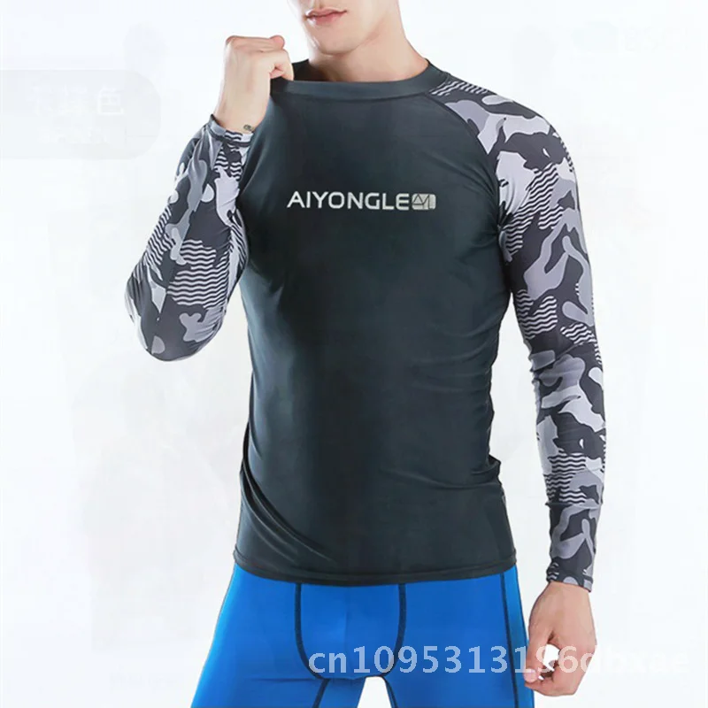 

Мужской быстросохнущий костюм для подводного плавания с длинными рукавами, костюм для плавания и серфинга, защита от солнца, мягкий полиэстер, фитнес, спорт, прогулка