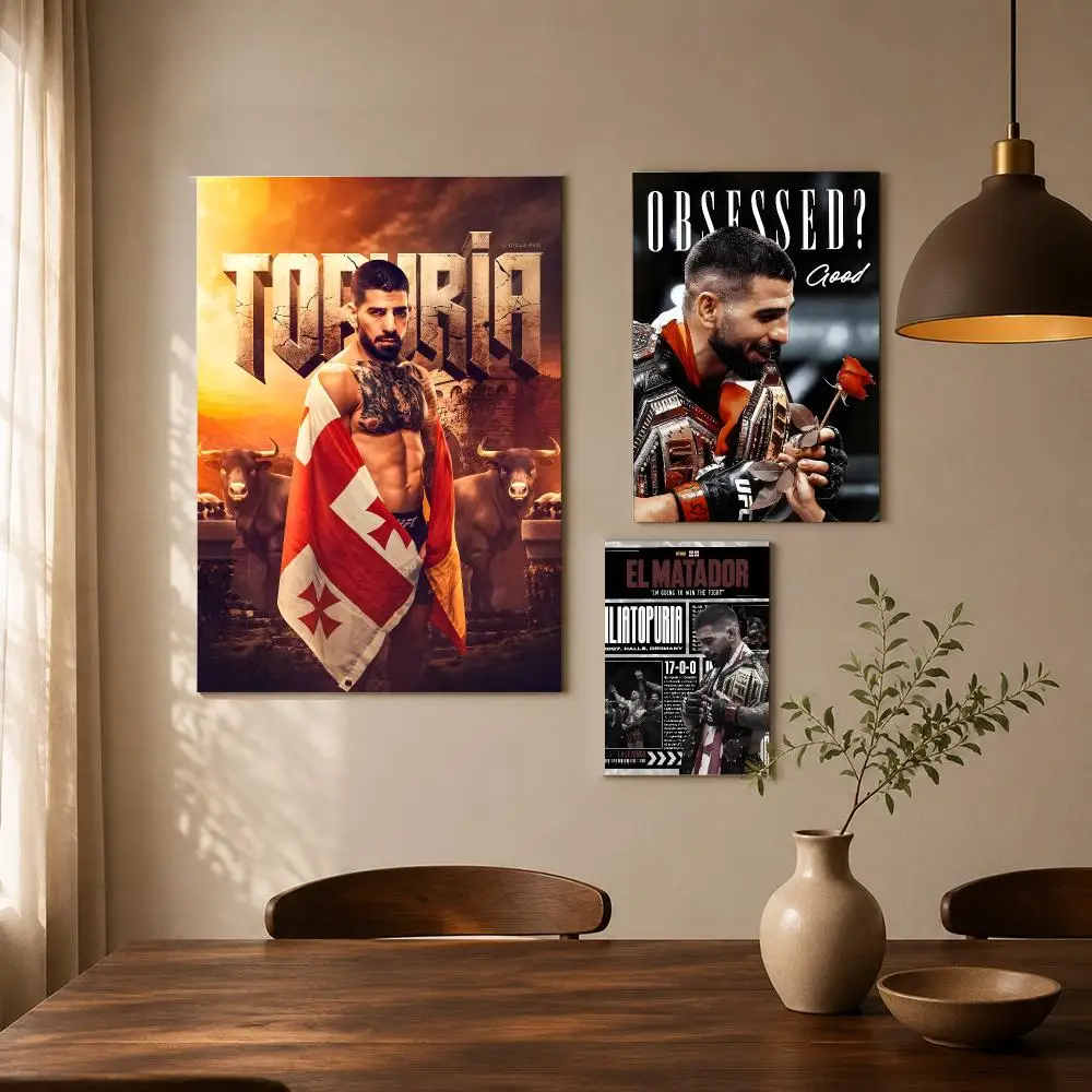 Martial Artist I-Ilia Topuria Poster Self-adhesive Living Room Bedroom Party Bar Decor Moisture-proof Fade-resistant HD