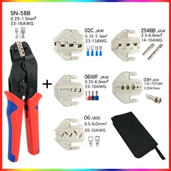 SN-58B Ratchet Crimping Plier Crimper Tool 0.25-1.5mm² AWG24-16 Jaw for Dupont TE JST Molex Terminal Wire Electrical Pliers