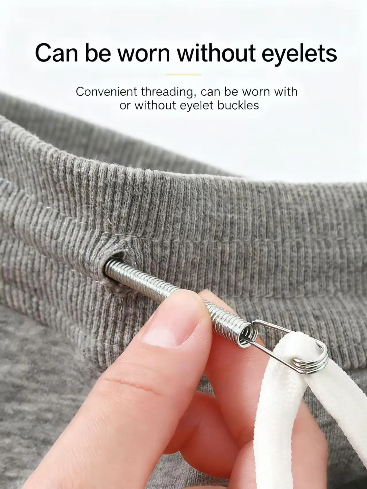 

Bendable Spring-Loaded Drawstring Threader Clip for Pants, Hoodies, and Elastic Bands, Easy Insertion Tool for DIY Sewing Crafts