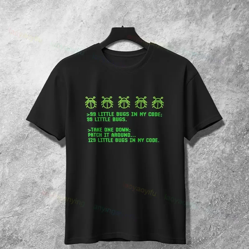 

99 Little Bugs In My Code Programmer Humor Graphic Tee Men's Short Sleeve Cotton T-Shirt