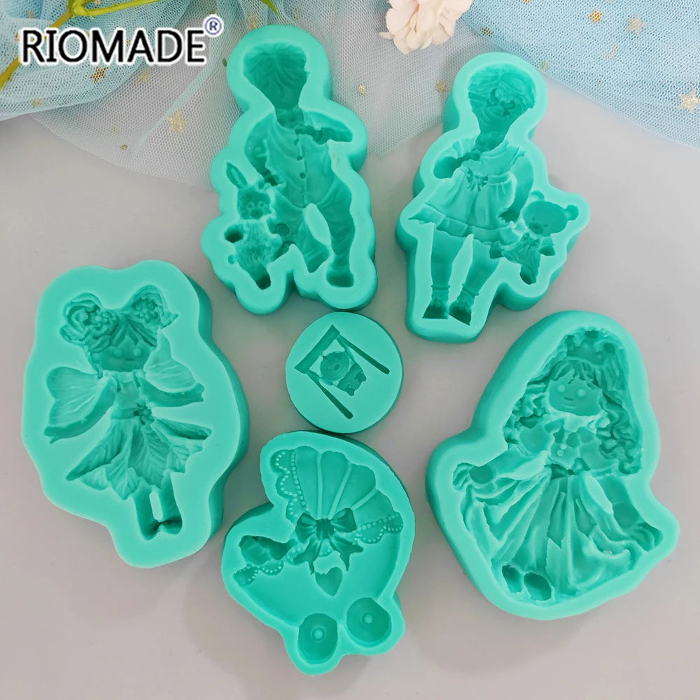 Baby Silicone Cake Mold Boy And Girl Chocolate Dessert Biscuit Baking Fondant Cake Decorating Tools DIY Clay Soft Crafts Mould