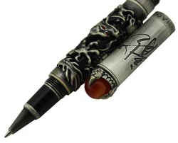 Yeni Jinhao ejderha kral Vintage tükenmez kalem, benzersiz Metal kabartma yüksek teknoloji, gri ve kırmızı renk iş ofis ev gereçleri