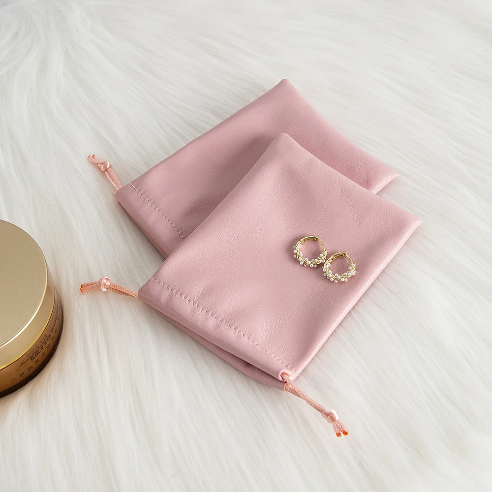 10 Stück PU-Leder rosa Schmuckbeutel Ring Ohrring Armband Kordelzug Beutel Gefälligkeiten tragbare Reise Seife Süßigkeiten Aufbewahrungstasche – Detail 15