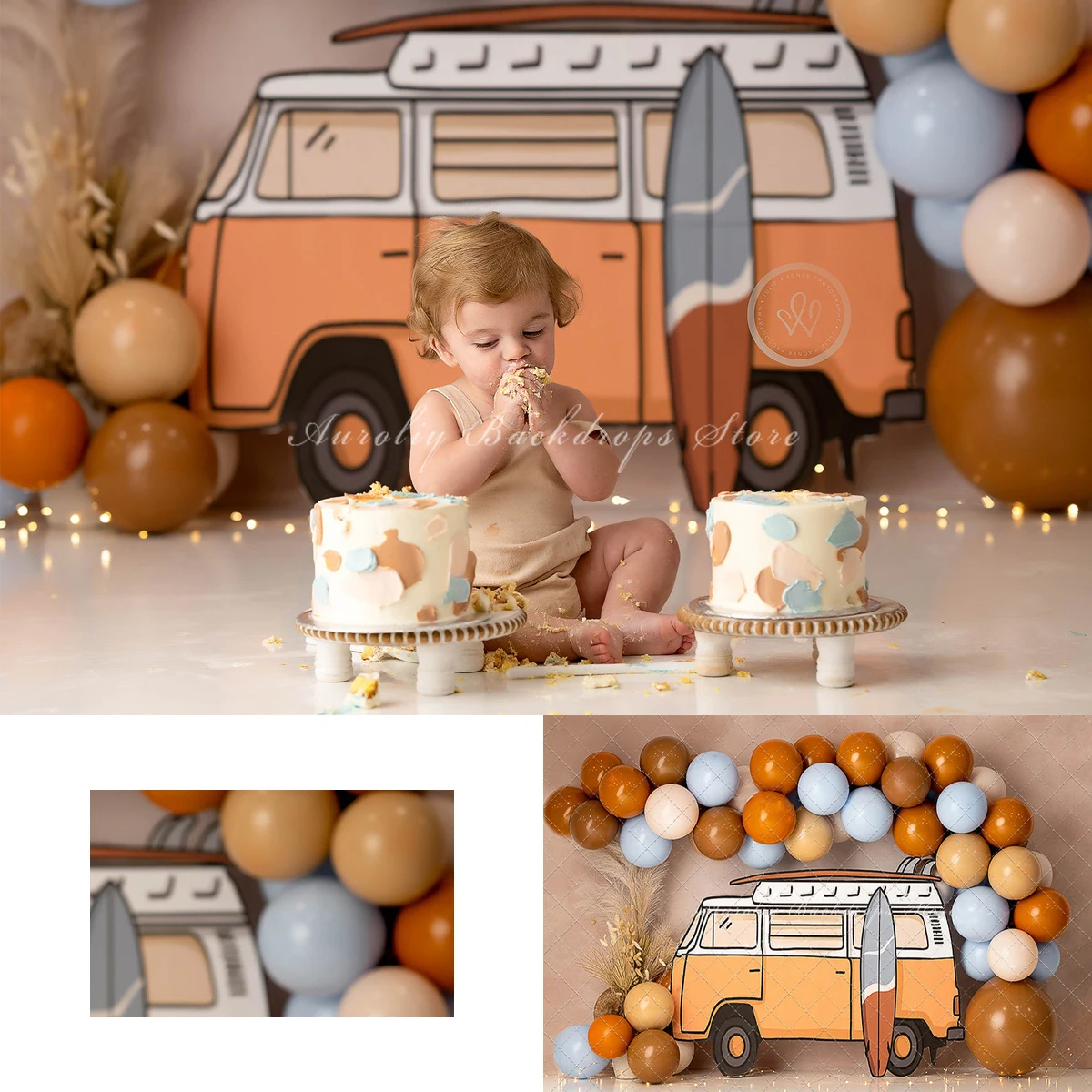 

Summer Surfer Baby Backgrounds Kids Adult Photography Props Child Baby Decors Balloon Arch Surfboard Photo Backdrops