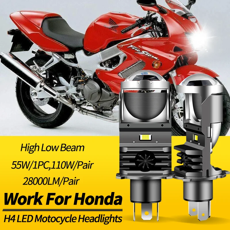 2PCS LED Headlight Bulbs H4 9003 HB2 High Low Beams Canbus For Honda CBR600F3 1995-1998 VTX1800C & VTX1800F 2002-2007 CBR600 F4