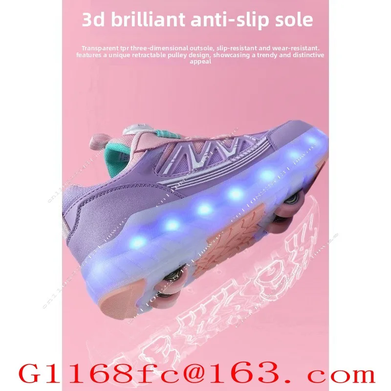 Four Wheel Deformed Luminous Roller Skates, Eight Wheel Student Sports Roller Skates