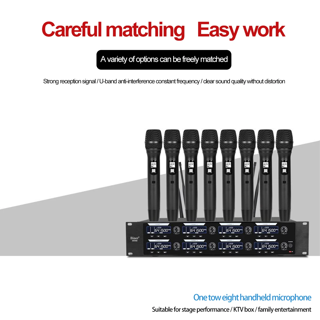 Professional Long-Distance Reception Handheld Dynamic Wireless Microphone for Stage Performance