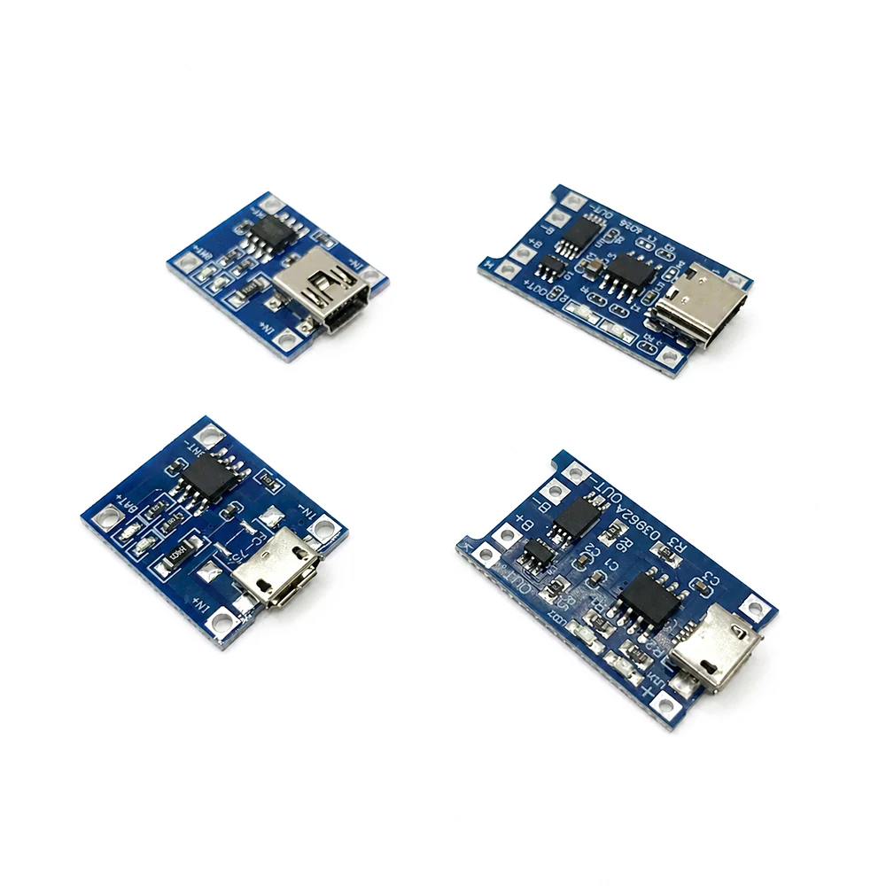 1-5 Unidades de Módulo Cargador de Batería de Litio TP4056 de 5V 1A para 18650 con Protección y Doble Función, Compatible con USB Tipo-C/Micro/Mini, 1A