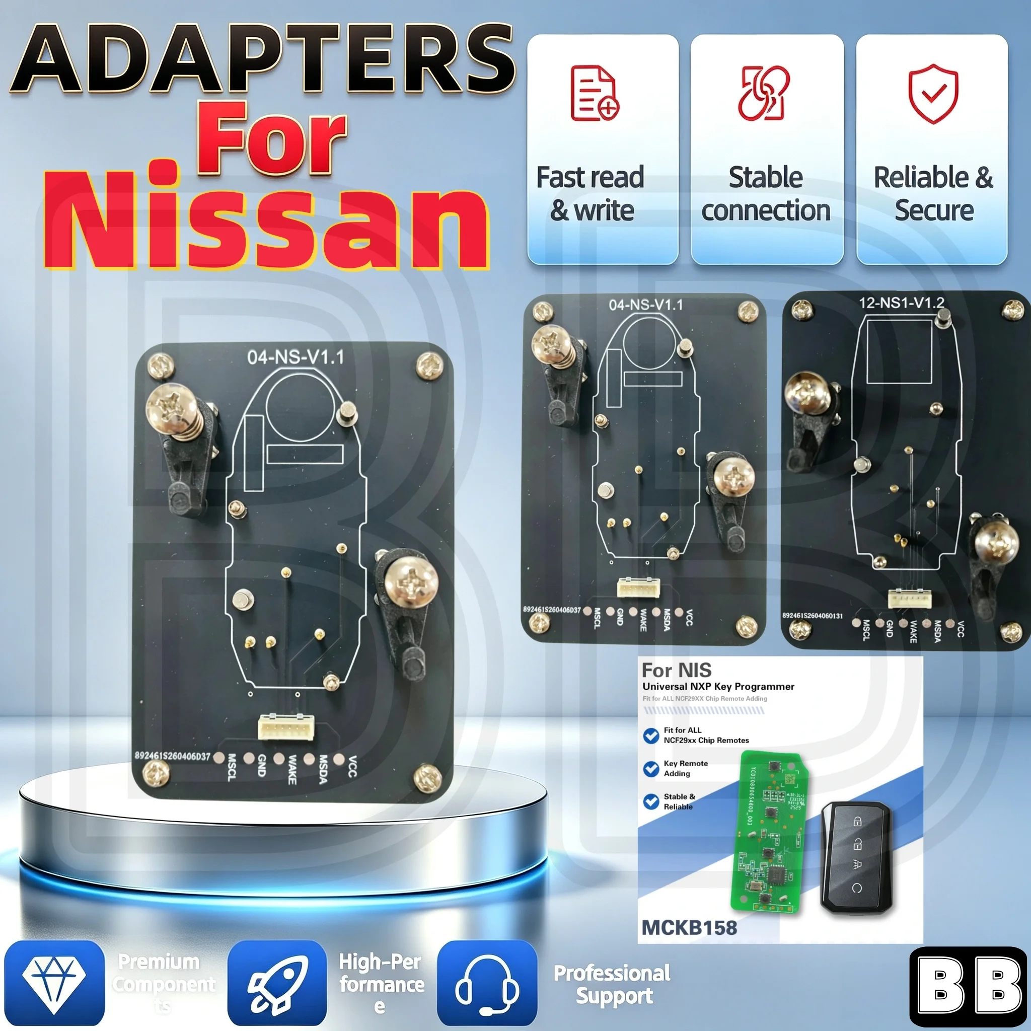 Mckb04/12/158 Adapter, Suitable for Nissan Smart Remote Keys, Compatible with Nxp Killer Kd Xhorse... Devices for Solder-Free Reading, Writing, and Cloning