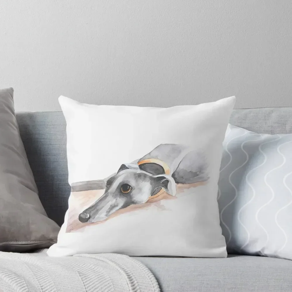 

Greyhound Whippet Lurcher Lying Down- Black & White Throw Pillow Luxury Room Decorative Cushions home decor items pillow