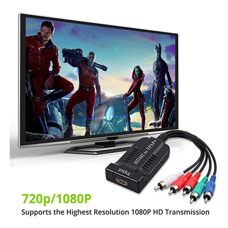 VAORLO 스케일러 HDMI 호환 RGB 컴포넌트 5 RCA YPbPr 비디오 및 R/L 1080P 오디오 컨버터 어댑터, TV PC