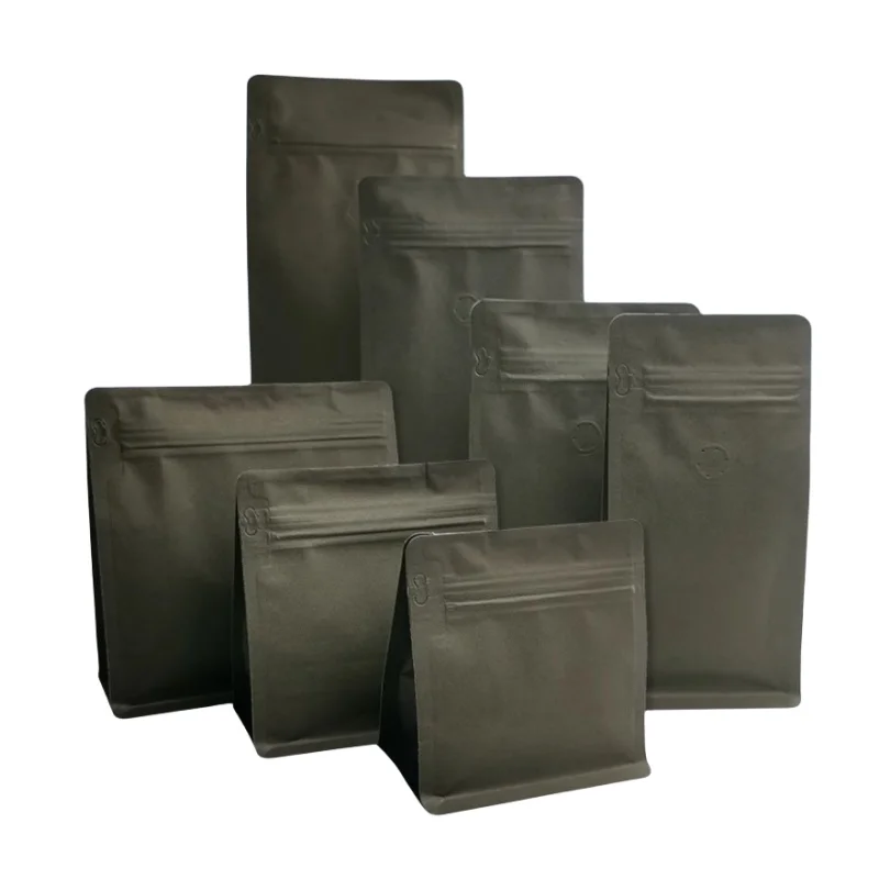 StoBag 20pcs Black Kraft Paper Coffee Beans Bag Packaging Ziplock Sealed for Powder Food Nuts Storage Reusable Pouch Portable