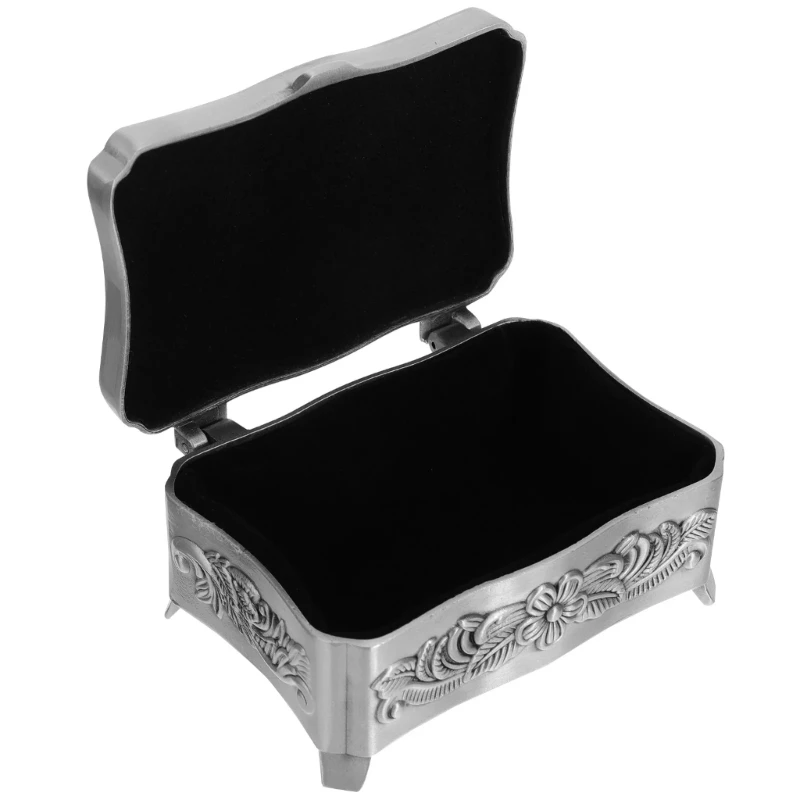 

Sturdy Engraved Alloy Jewelry Case For Travel Home Use Themed Compartments Quiet Closure