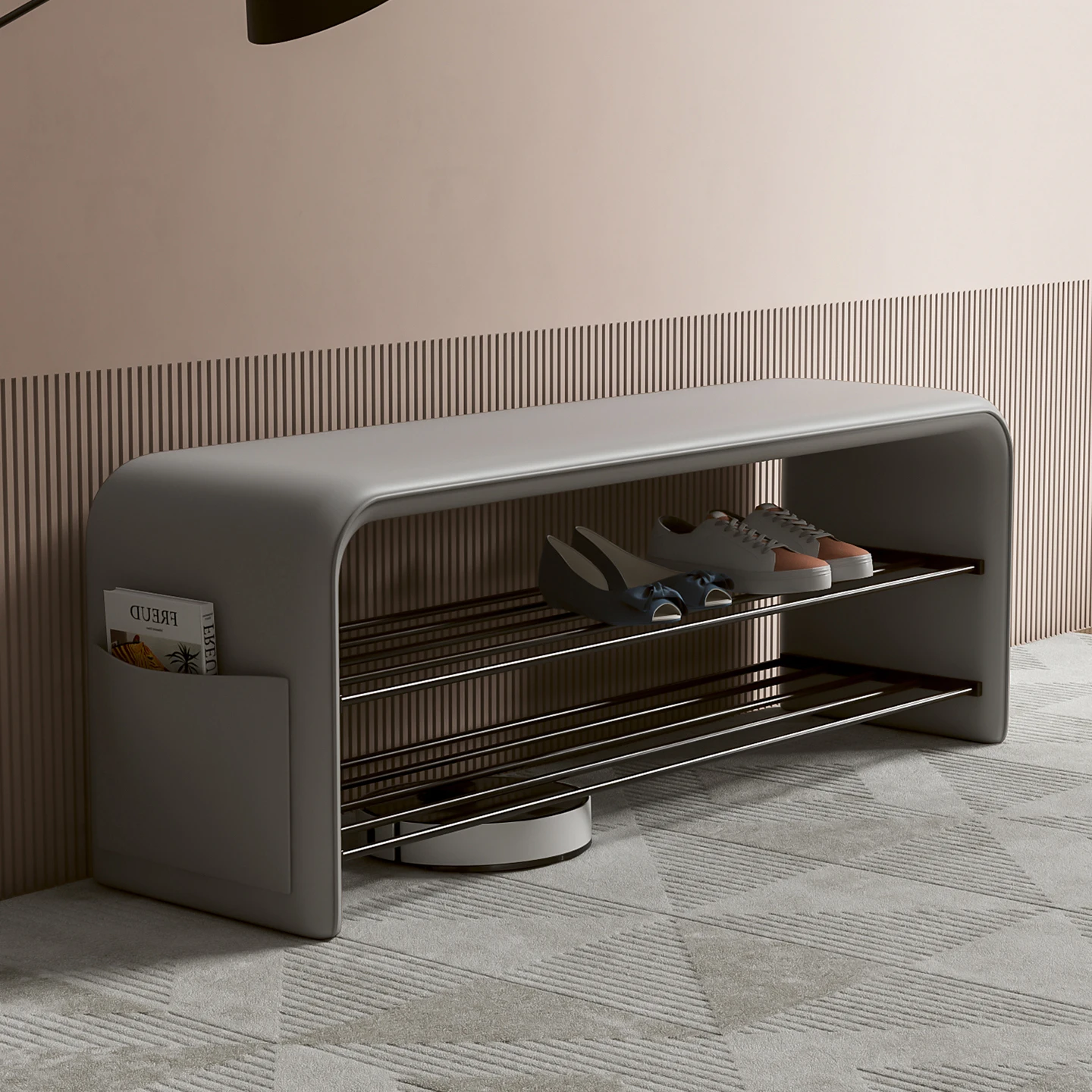 

Italian light luxury bench double-layer shoe rack version